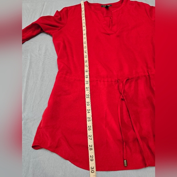 LRL Ralph Lauren Top Large Adult Red V Neck Peplum Blouse Long Sleeve Womens Med - Picture 6 of 11